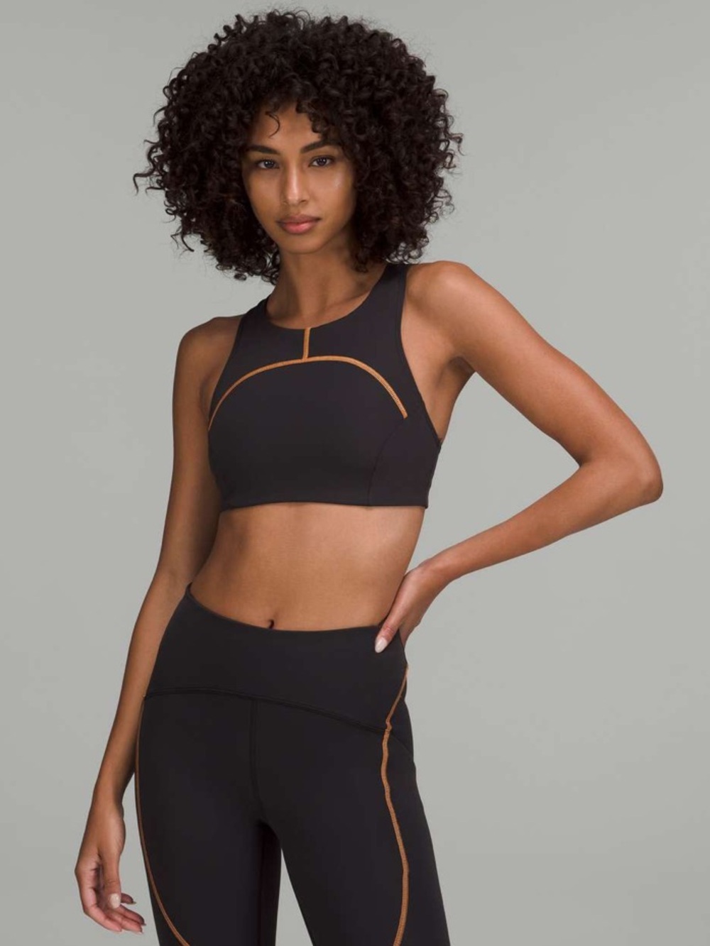 Lululemon Tough Train High Neck Sports Bra C/D cup Size 4 Small Black / Orange